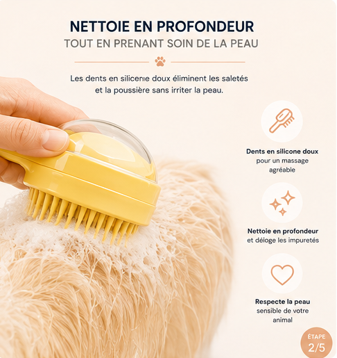 FURVAC™ Brosse de Bain 2-en-1 avec Distributeur de Shampoing