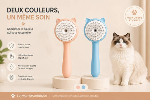 FURVAC™ SmartBrush – Brosse autonettoyante avec spray pour chiens et chats
